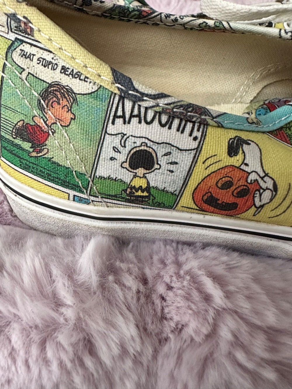 PEANUTS VANS Womens 9 Mens 7.5 Red Barron Pumpkin Depressed Psychiatric Snoopy - Picture 11 of 16